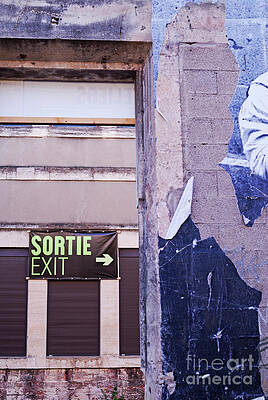 City Photograph - Wall With Exit Signs In French And English by Sami Sarkis Photography