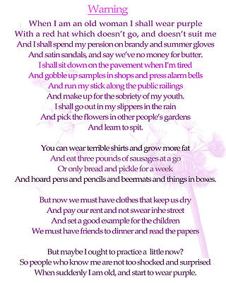 Warning Poem by Jenny Joseph by Georgia Clare
