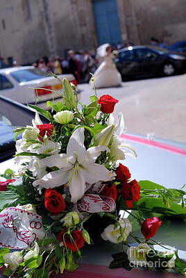 City Photograph - Wedding Bouquet On Car by Sami Sarkis Photography