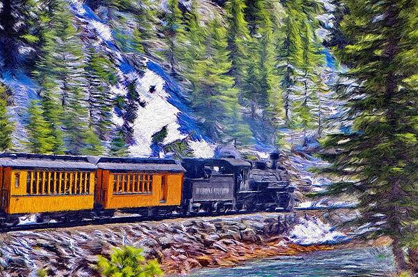 Mountain Wall Art featuring the painting Winter Train by Jeffrey Kolker