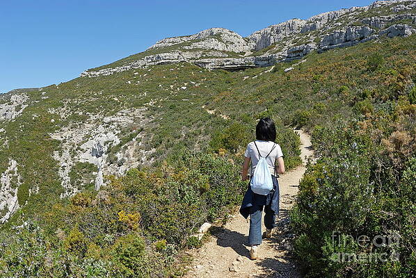 France Photograph - Woman Hiking In The Sainte-Baume Mountain by Sami Sarkis Photography