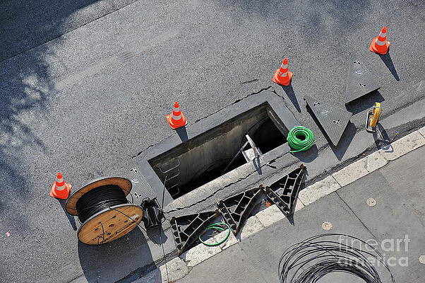 City Photograph - Work Site And Open Hole In The Street by Sami Sarkis Photography