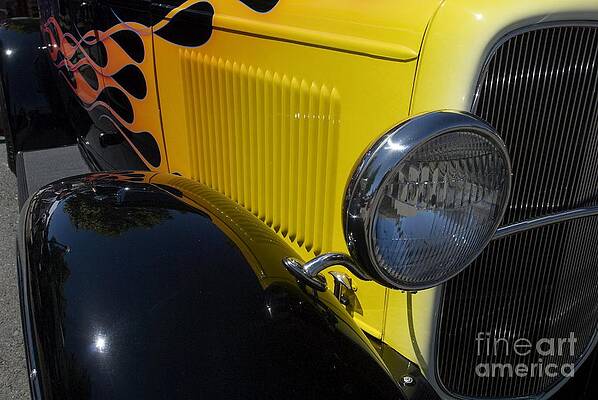 Wall Art featuring the photograph Yellow Flame Vintage Car by Blake Webster