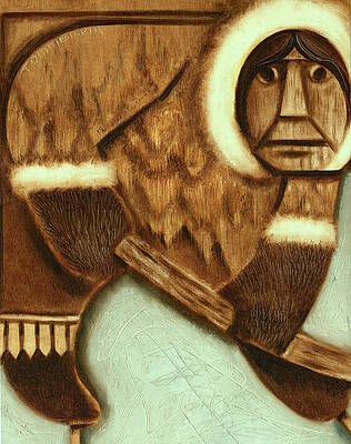 Hockey Wall Art featuring the painting Tommervik Eskimo Hockey Player Art Print by Tommervik