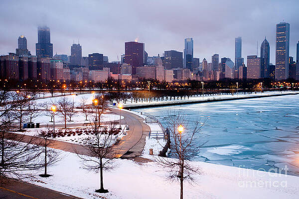 Illinois Wall Art featuring the photograph Chicago Skyline In Winter #1 by Paul Velgos