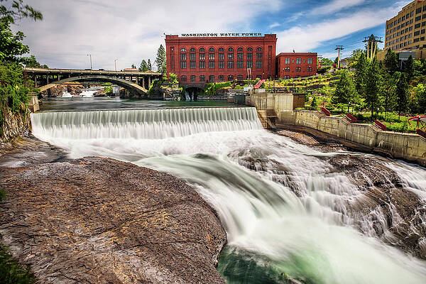 Travel Wall Art featuring the photograph Falls And The Washington Water Power Building Along The Spokane  #1 by Miroslav Liska