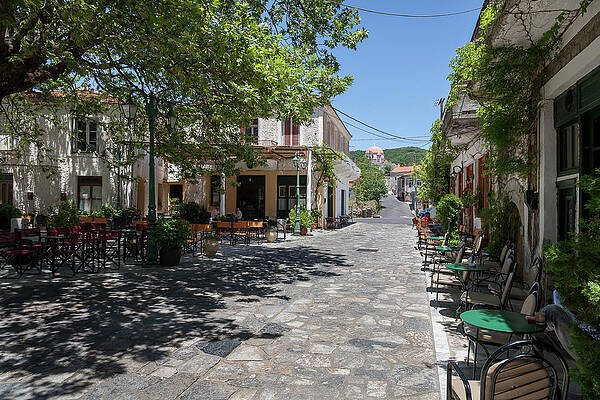 Greece Wall Art featuring the photograph Greek Village Plaza #1 by Al Poullis