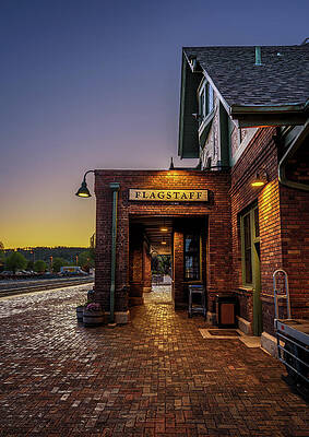 Summer Wall Art featuring the photograph Historic Flagstaff Railway Station At Sunset #1 by Miroslav Liska