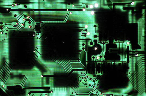 Intricate Green Circuit Board Wall Art