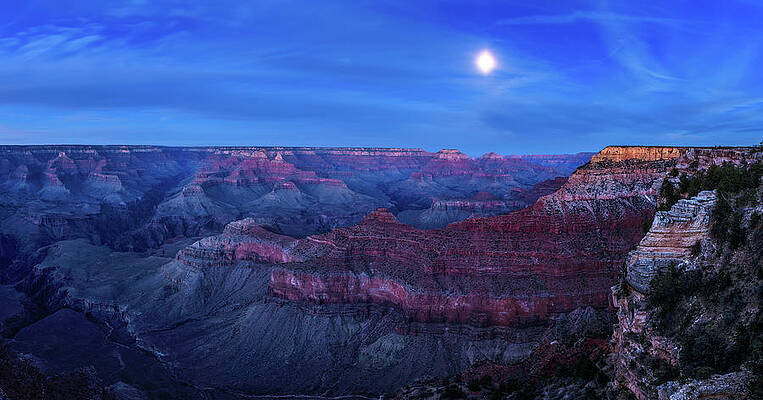 Sky Photograph - Night Sky With Full Moon Over Grand Canyon #1 by Miroslav Liska