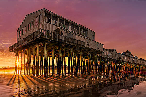 Pier Photograph - Old Orchard Beach Pier Sunset #2 by Susan Candelario