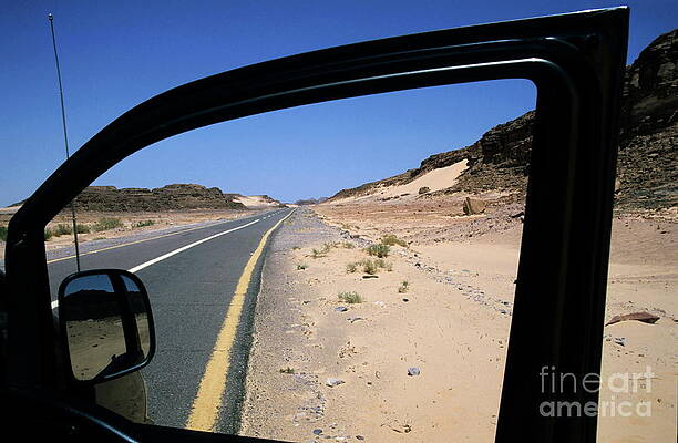 Transportation Wall Art featuring the photograph Road  View Through Car Door Window #1 by Sami Sarkis Photography
