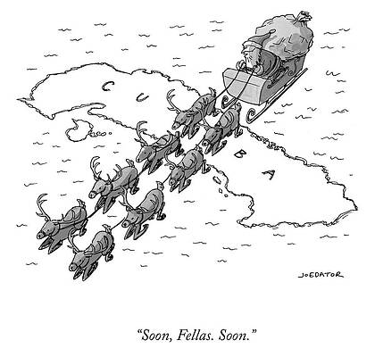 Santa's Sleigh Over Cuba Drawing