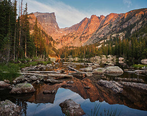 Reflection Wall Art featuring the photograph Dream Lake Sunrise by Kevin Schwalbe