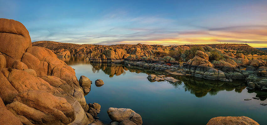 Wall Art featuring the photograph Sunset Above Watson Lake In Prescott, Arizona #1 by Miroslav Liska