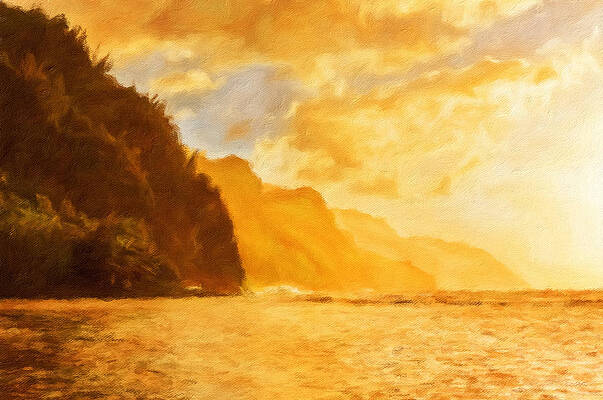 Hawaii Wall Art featuring the photograph Sunset Along Na Pali Coast From Ke'e Beach #1 by Steven Heap