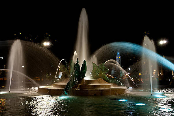 Swann Memorial Fountain at Night Wall Art