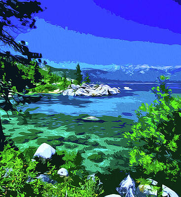 Landscape Painting - The Crystal Waters Of Lake Tahoe #1 by AM FineArtPrints