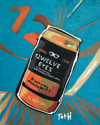 Bar Wall Art featuring the painting 12welve Eyes by Laura Toth