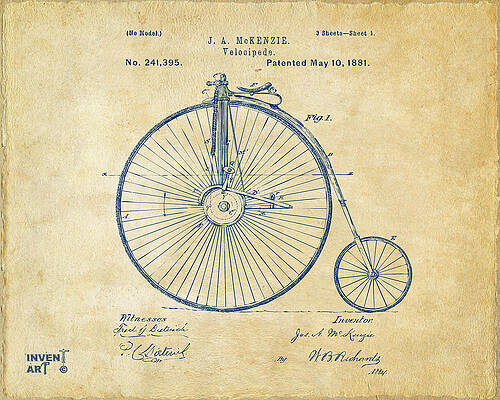 Penny-farthing Bicycle Blueprint Digital Art