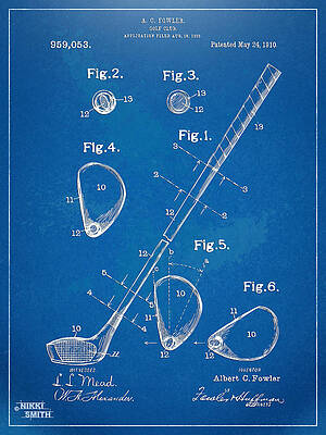 Golf Club Patent Blueprint Digital Art