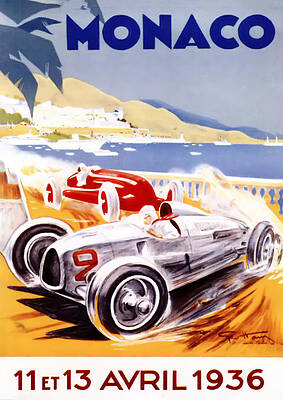 1936 Monaco Grand Prix Racing Cars Digital Art