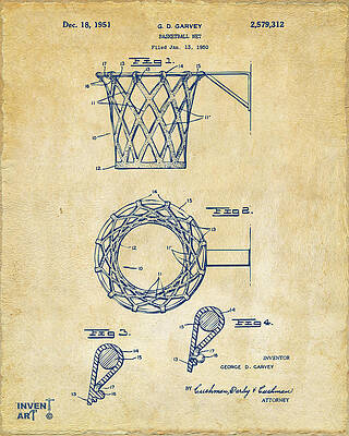 Basketball Net Patent Blueprint Digital Art