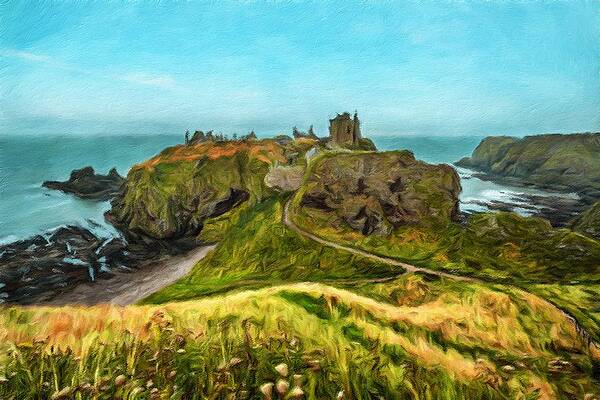 Landscape Painting - Dunnottar Castle, Scotland #2 by Miroslav Liska