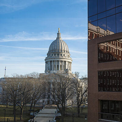 Reflection Photograph - Capitol - Madison - Wisconsin 2 by Steven Ralser
