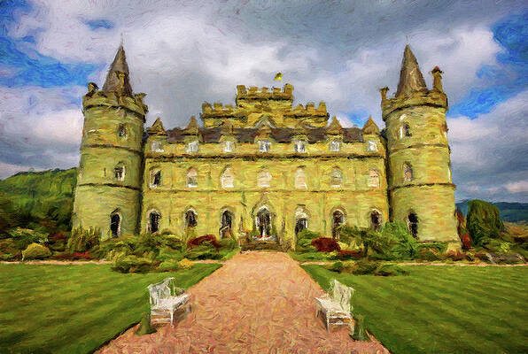 Summer Wall Art featuring the painting Inveraray Castle In Western Scotland, United Kingdom #3 by Miroslav Liska