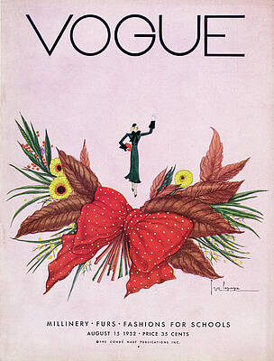 Autumnal Wall Art featuring the photograph A Vintage Vogue Magazine Cover Of A Woman #33 by Georges Lepape