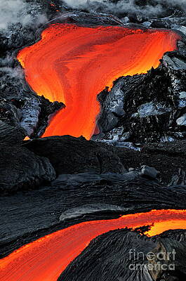 Molten Lava Flowing Over Rocks Wall Art