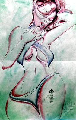 Wall Art featuring the drawing Untitled #89 by Donald C-Note Hooker