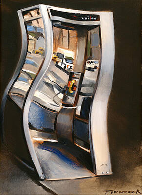 Distorted Metallic Phone Booth Painting