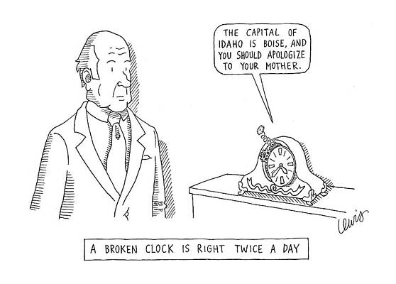 Witty Broken Clock Cartoon Wall Art