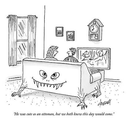 Wall Art featuring the drawing A Couple Sit Watching Tv On A Sofa That by Tom Cheney