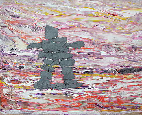 Wall Art featuring the painting Aerial 9 Inukshuk by Madeleine Arnett