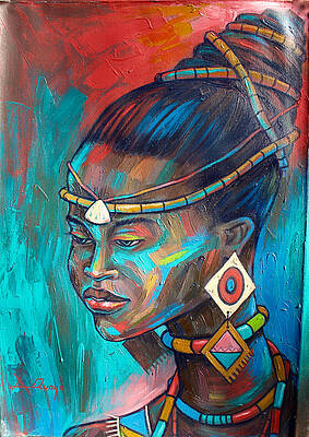 Wall Art featuring the painting African Princess by Amakai
