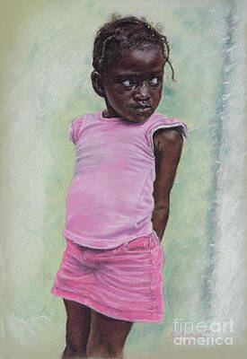 Portrait Wall Art featuring the pastel Against The Wall by Roshanne Minnis-Eyma