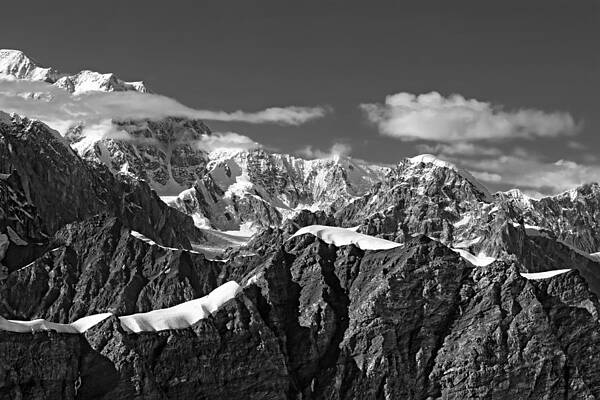 Mountain Wall Art featuring the photograph Alaska Mountain Range Black And White by Waterdancer