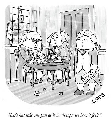 Founding Fathers Drafting in Cartoon Style Wall Art