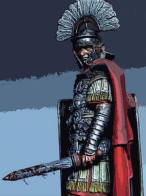 Historical Painting - Ancient Roman Soldier by AM FineArtPrints