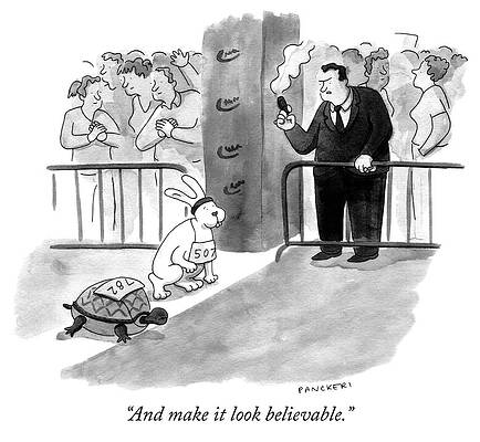 Cartoon Lane Race with Rabbit and Tortoise Drawing