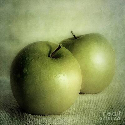 Green Apples with Water Droplets Wall Art