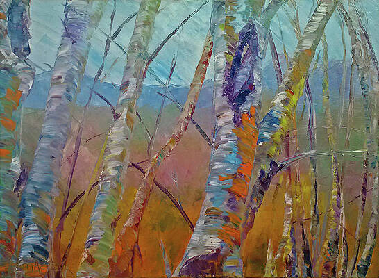 Wall Art featuring the painting April Aspens by Raette Meredith