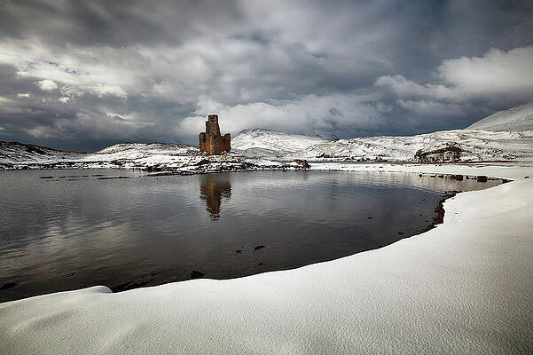 Scottish Highland Wall Art featuring the photograph Ardvreck Castle In Winter by Grant Glendinning