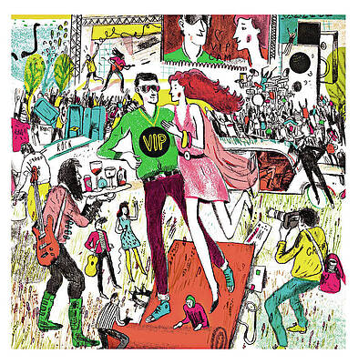 Wall Art featuring the drawing Arrival Of Celebrity by Peter Oumanski