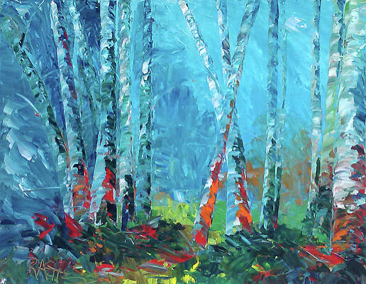 Wall Art featuring the painting Aspens In Blue by Raette Meredith