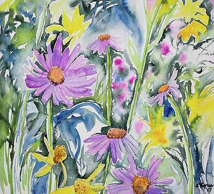 Painting - Aster And Arnica Wildflower Display by Cascade Colors