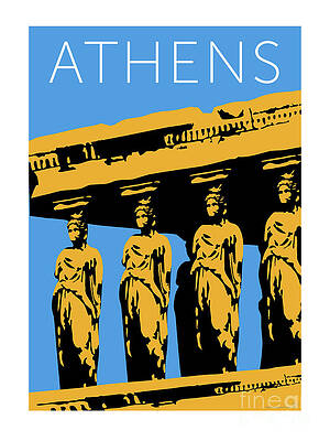 Greece Digital Art - ATHENS Erechtheum Blue by Sam Brennan